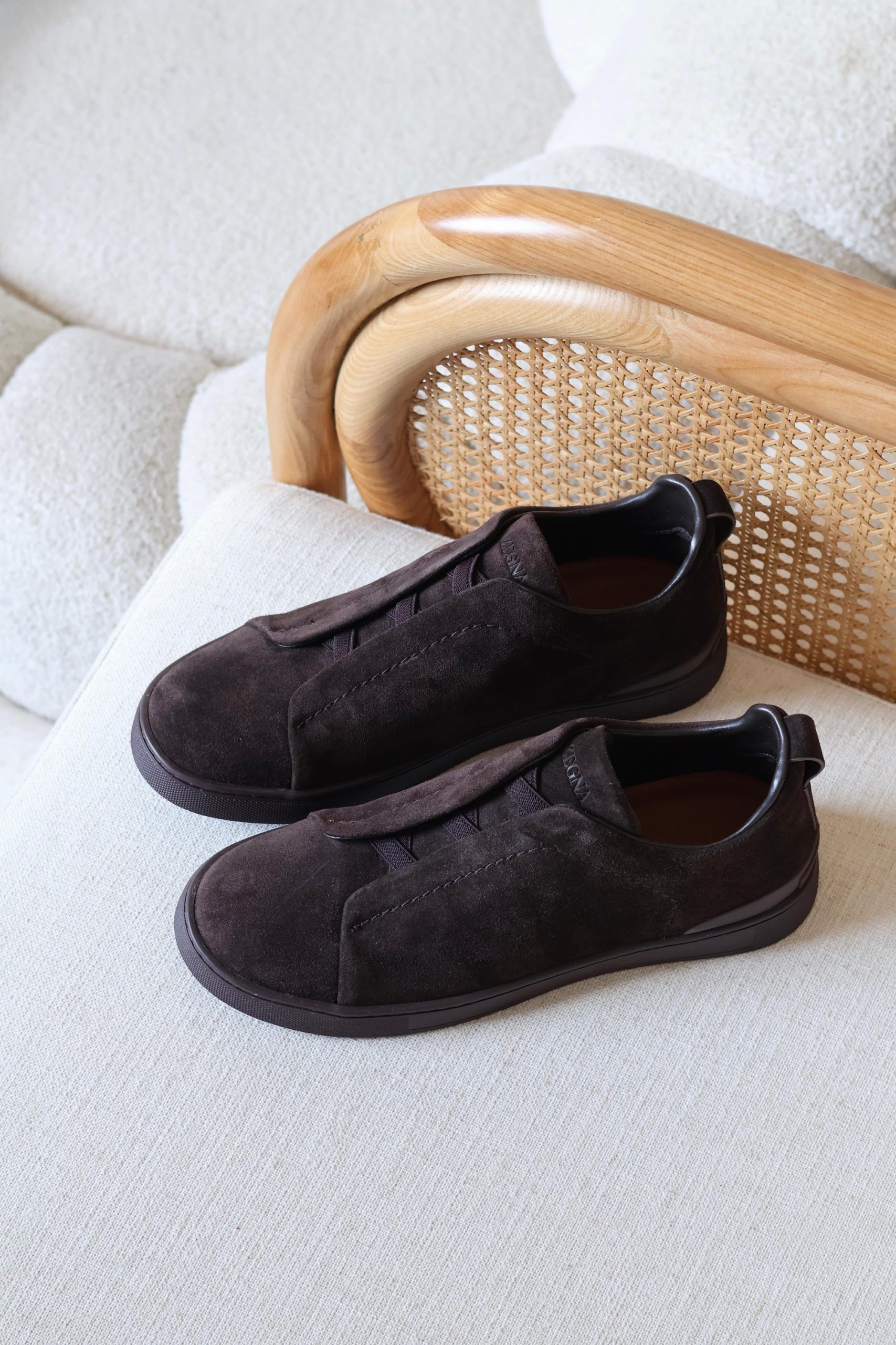 Zegna Triple Stitch Slip-On Sneakers Suede - Image 5