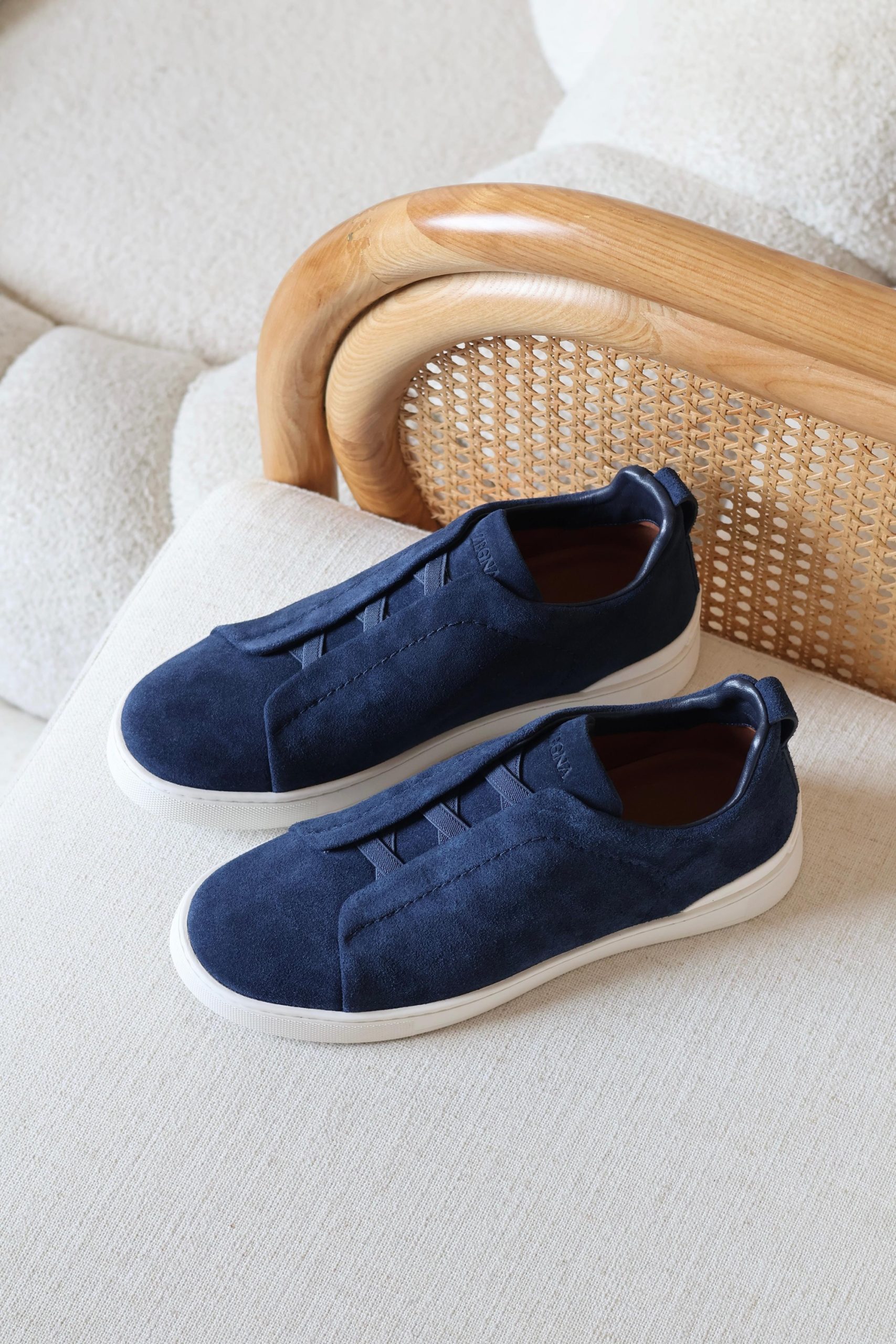 Zegna Triple Stitch Slip-On Sneakers Suede - Image 3