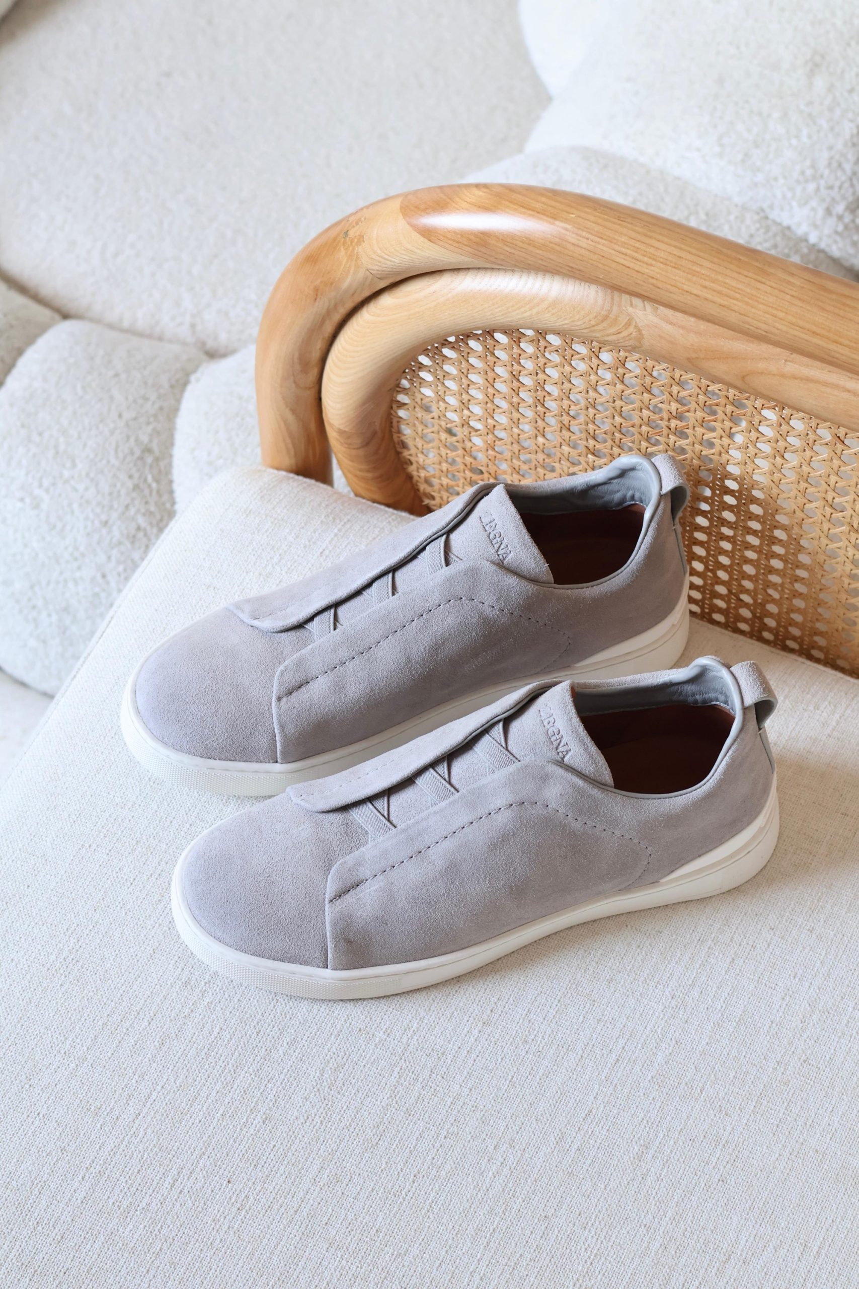 Zegna Triple Stitch Slip-On Sneakers Suede - Image 4