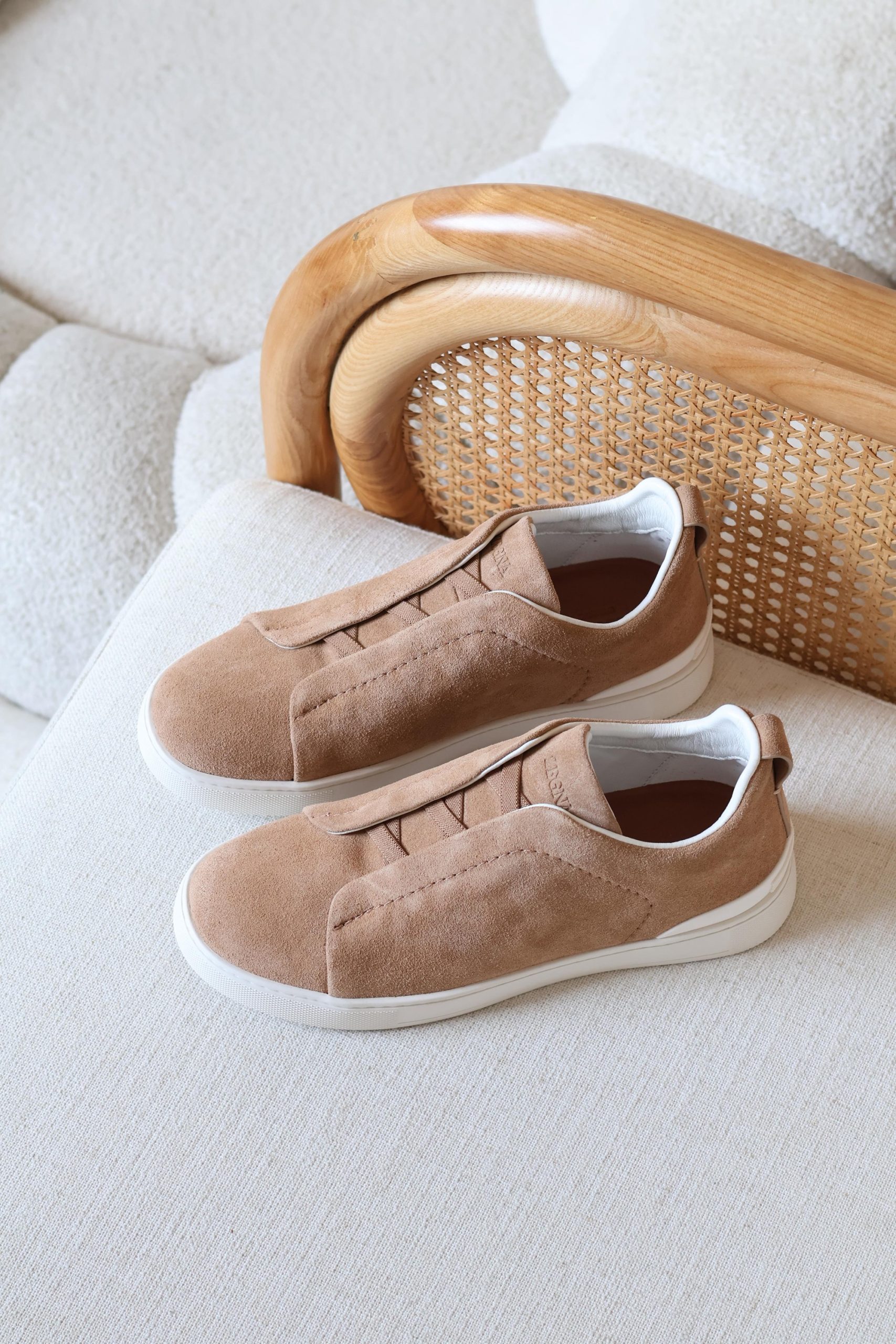 Zegna Triple Stitch Slip-On Sneakers Suede