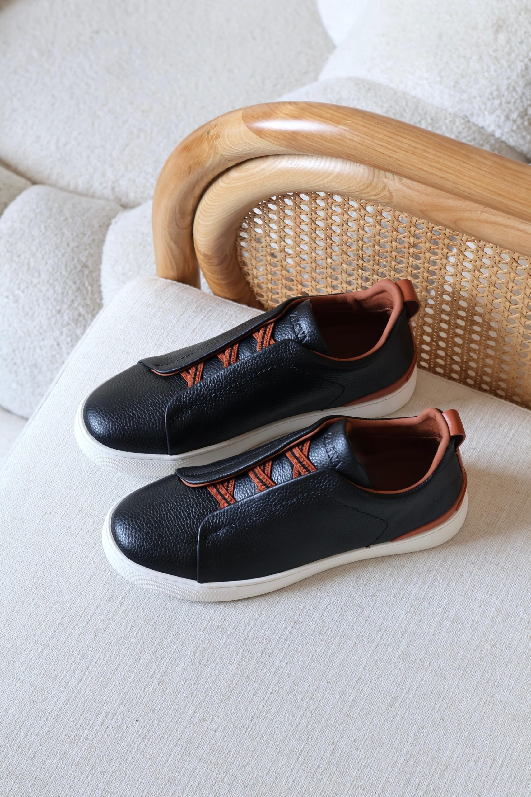 Zegna Triple Stitch Sneakers Denim Upper And Vicuna-Colored Leather - Image 2
