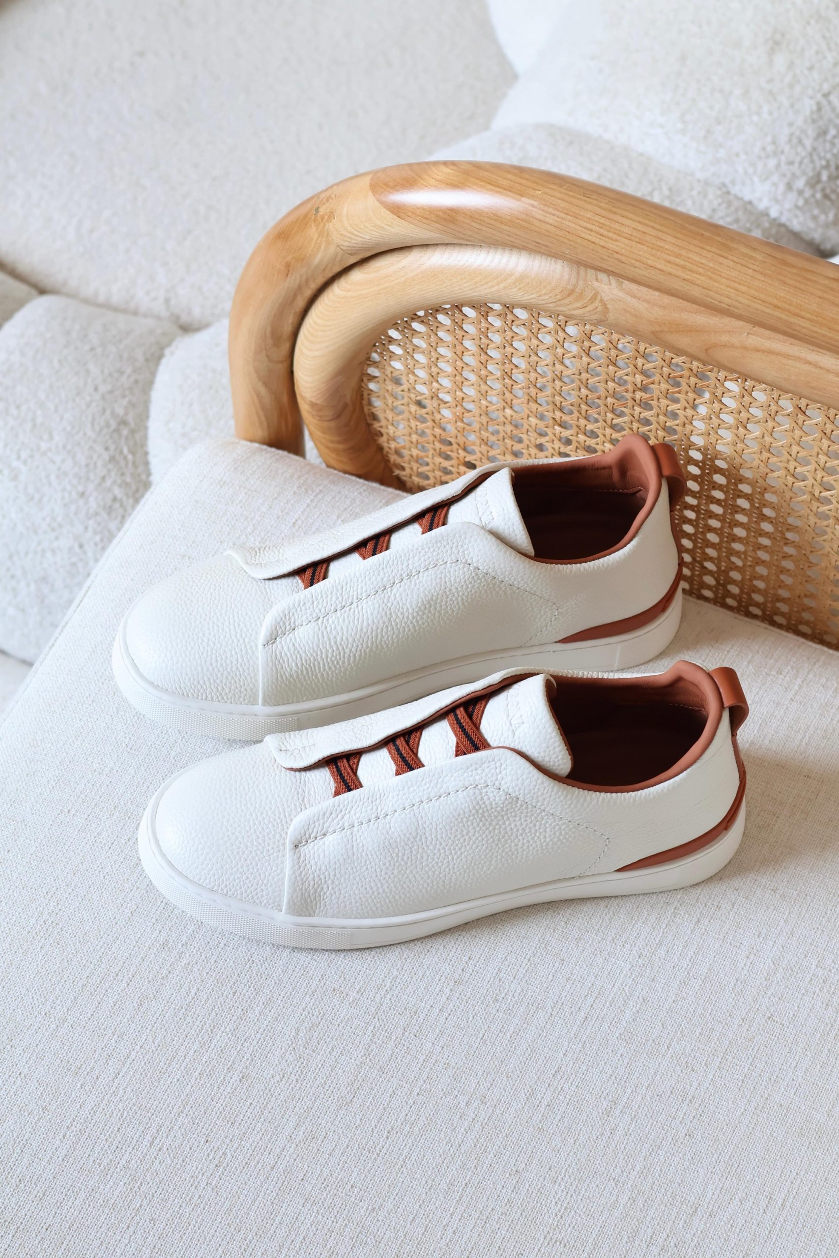 Zegna Triple Stitch Sneakers Denim Upper And Vicuna-Colored Leather - Image 3