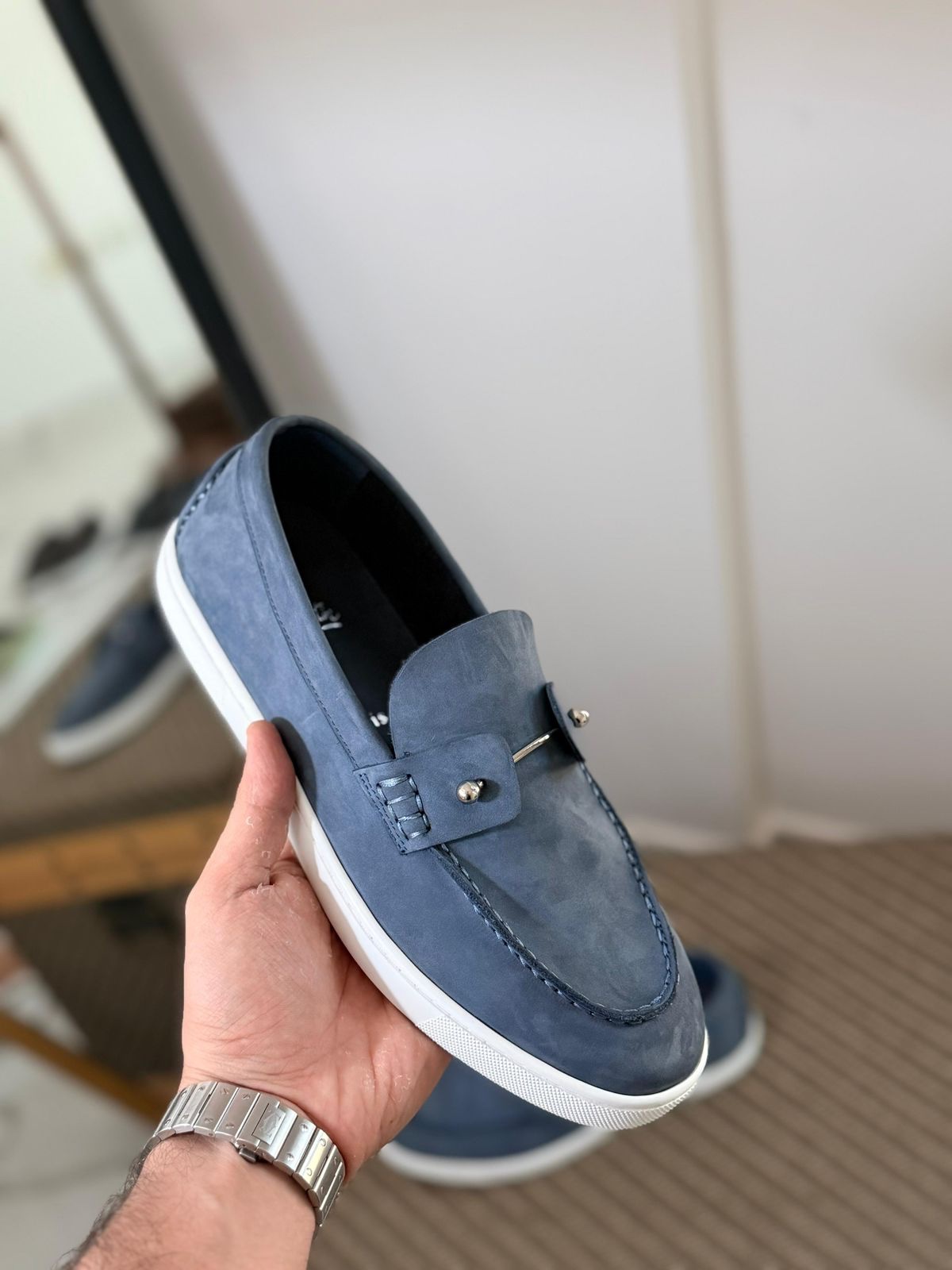 Christian Louboutin Chambeliboat Loafers Leather Upper And A Silver Tone Barbell - Image 19