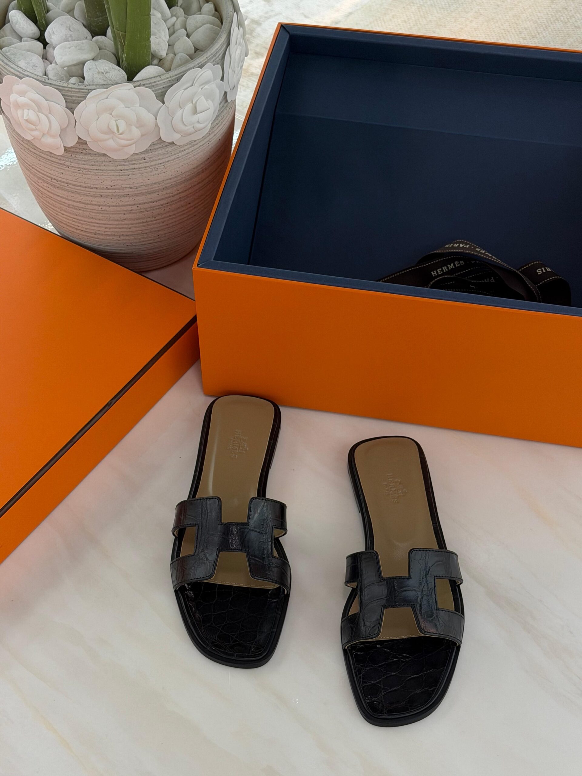 Hermès Oran Sandals Crocodile Leather