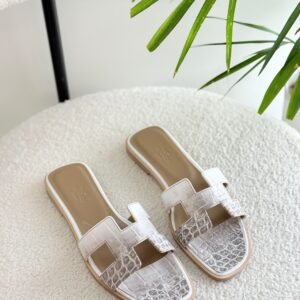 Hermès Oran Sandals Rare Himalaya Crocodile Leather