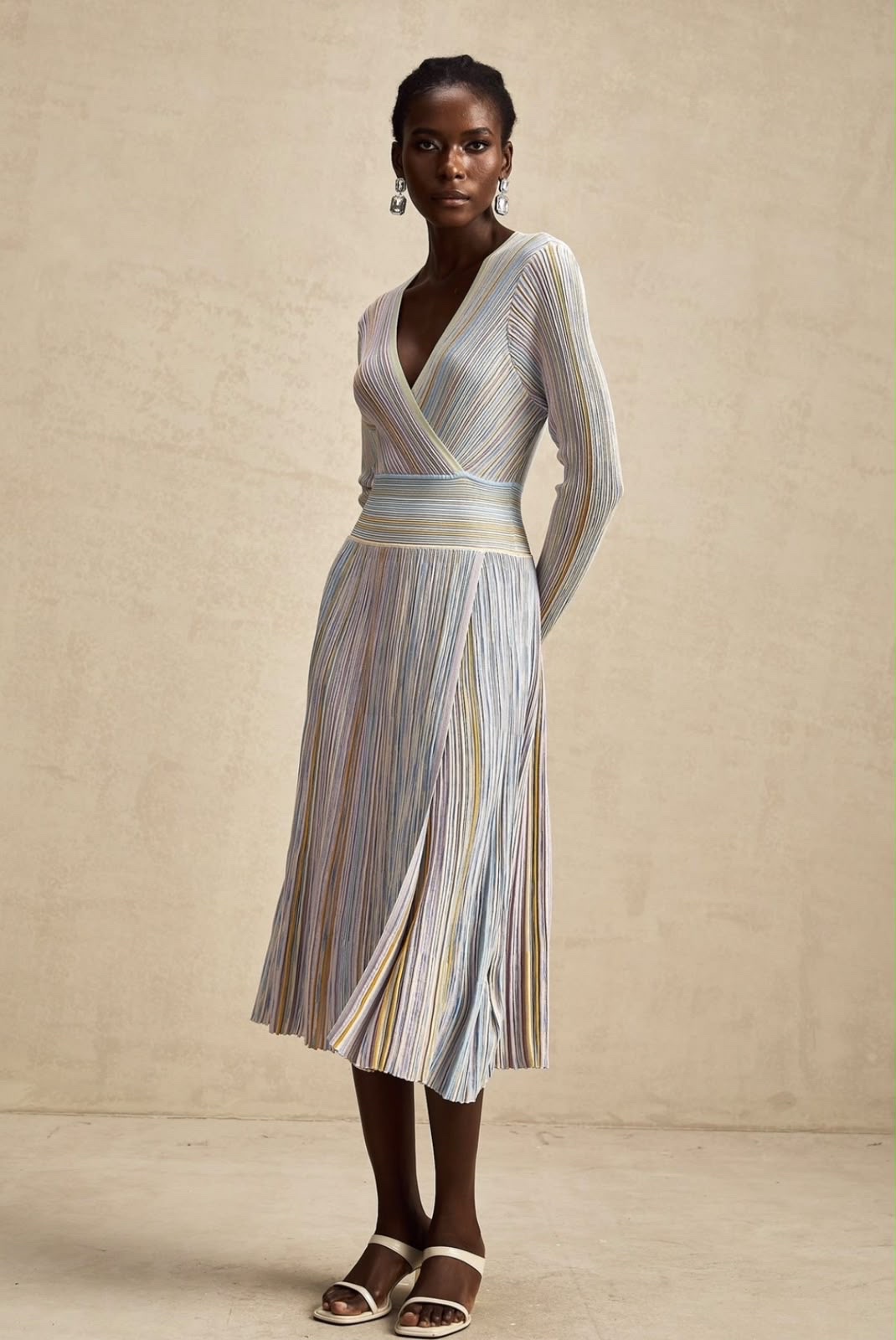 Amélie Vertical-Stripe knitted Midi Dress - Image 3
