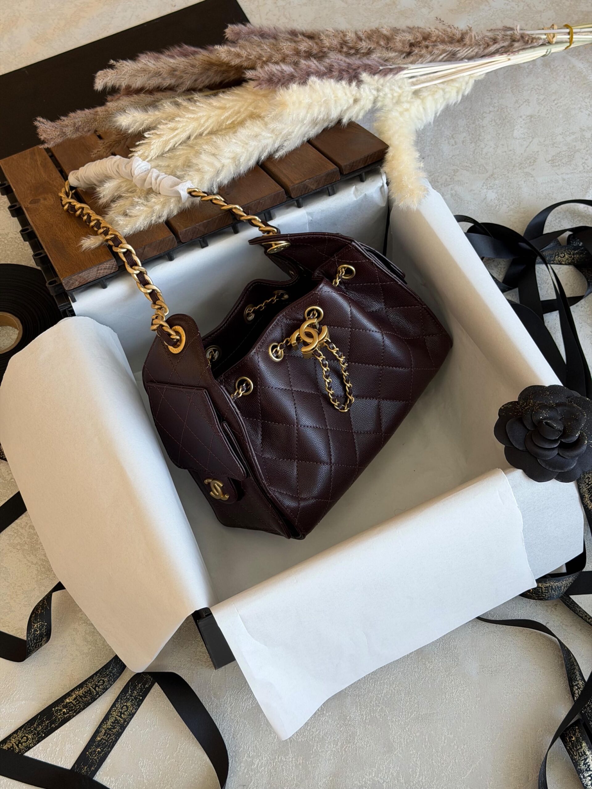 Chanel 25 Mini HandBag Suede Calfskin And Features Gold Metal Hardware - Image 2
