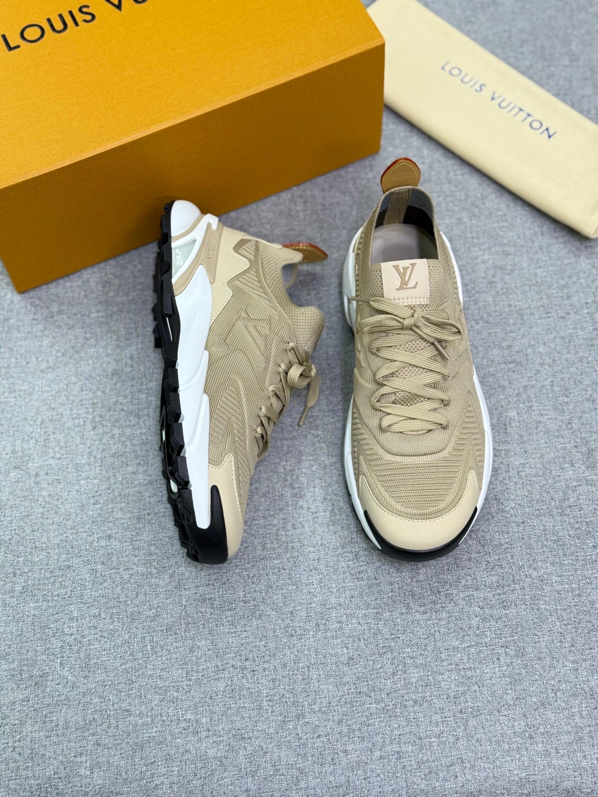 Brown Louis Vuitton LV Tatic Knit Sneakers - Image 6