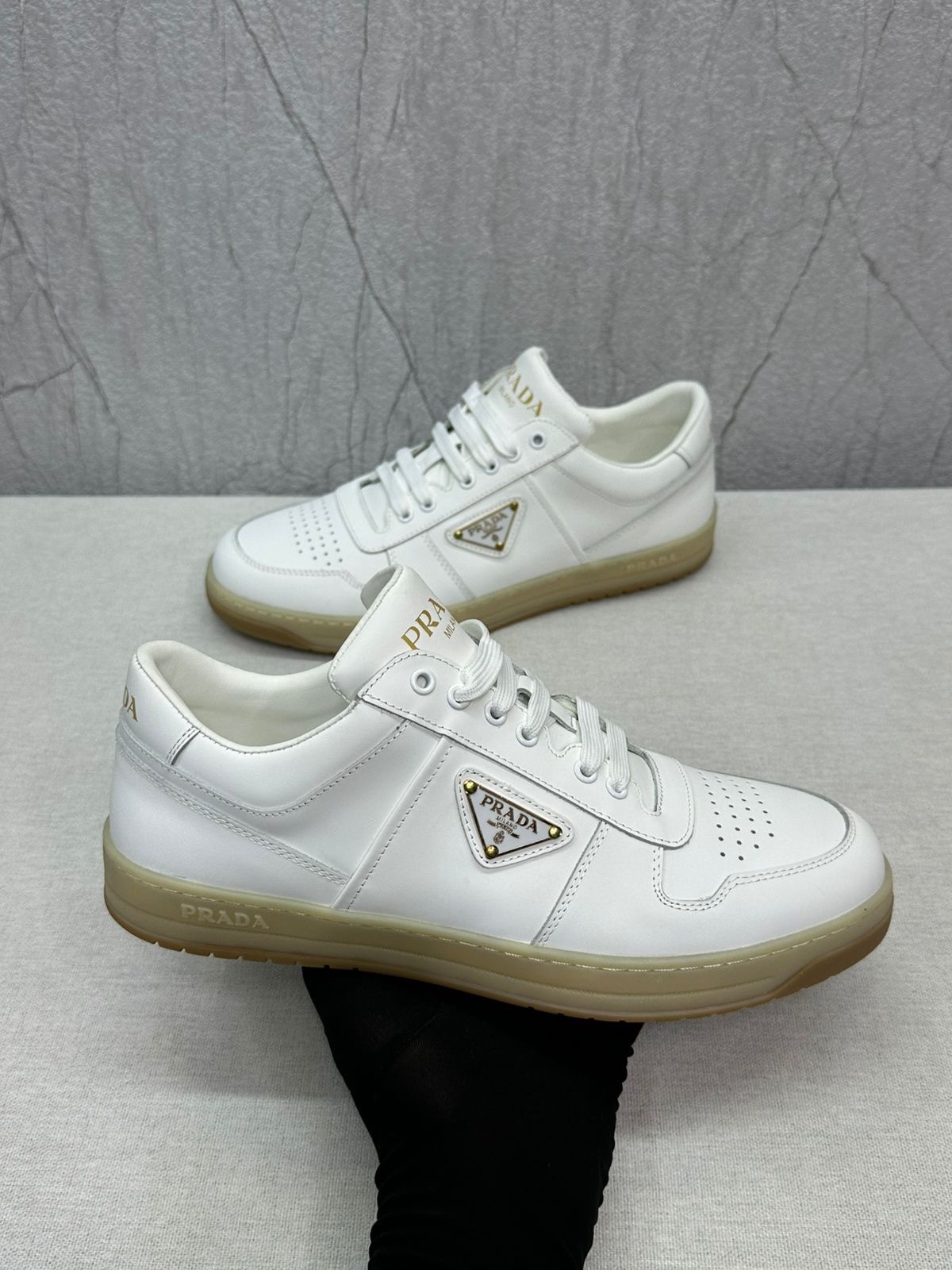 Prada Downtown Nappa Leather Sneakers - Image 3