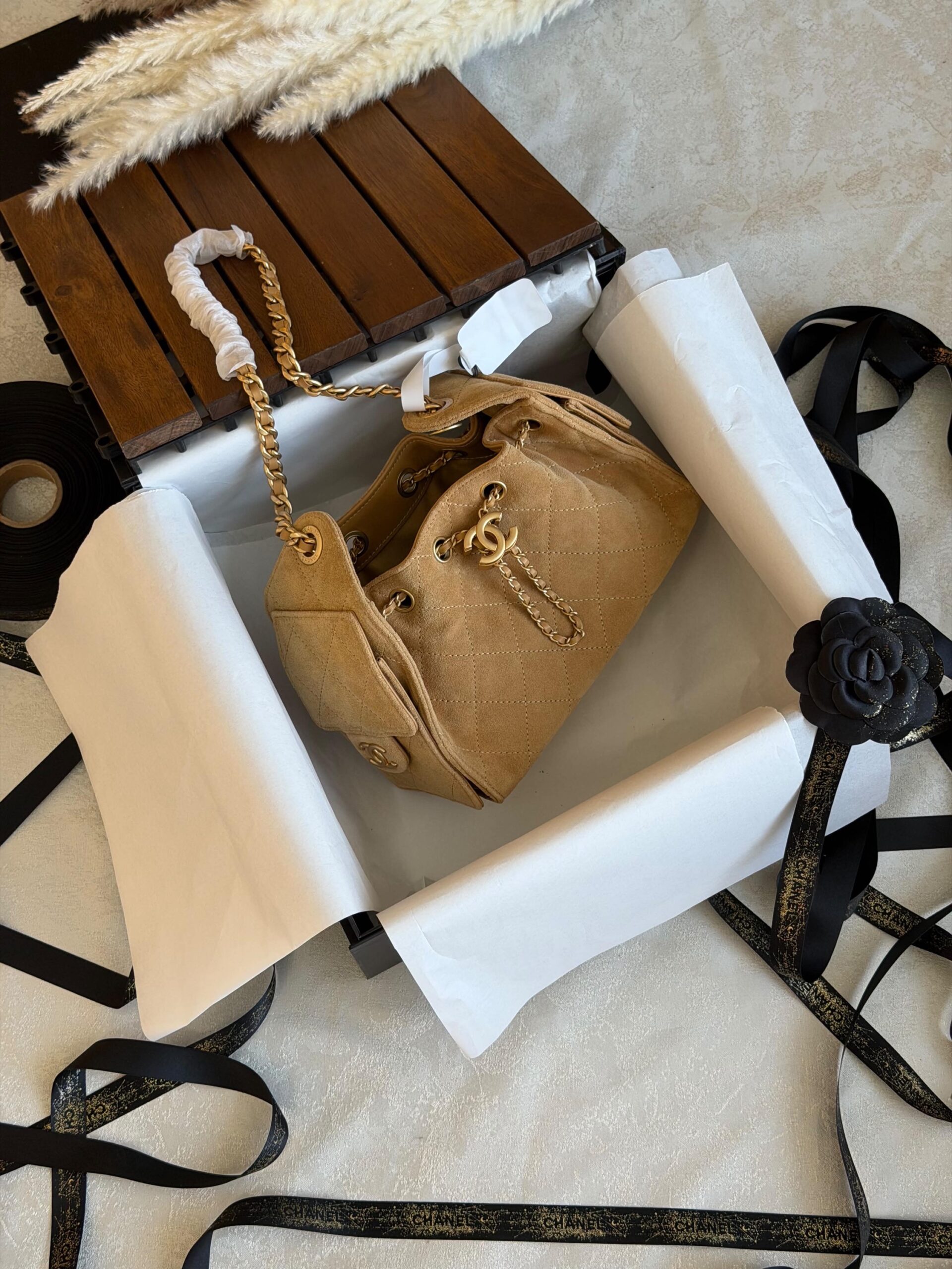 Chanel 25 Mini HandBag Suede Calfskin And Features Gold Metal Hardware - Image 17
