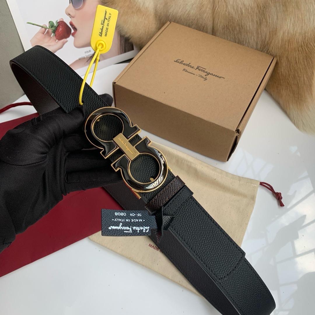 Ferragamo Gancini Belt Features Black Calf Leather Strap And Palladium - Image 6