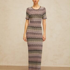 Missoni Striped Metallic Crochet knit Maxi Dress