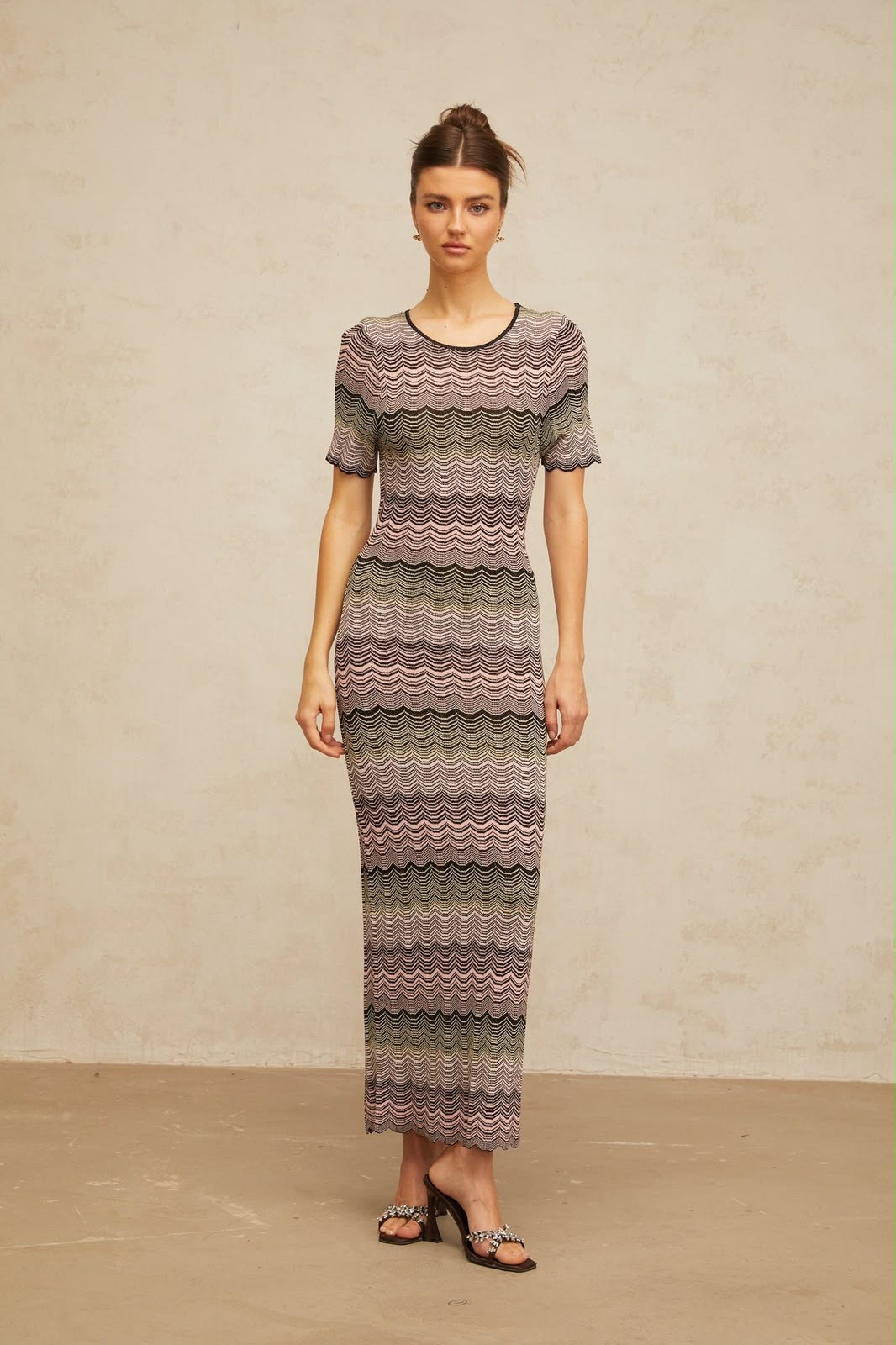 Missoni Striped Metallic Crochet knit Maxi Dress