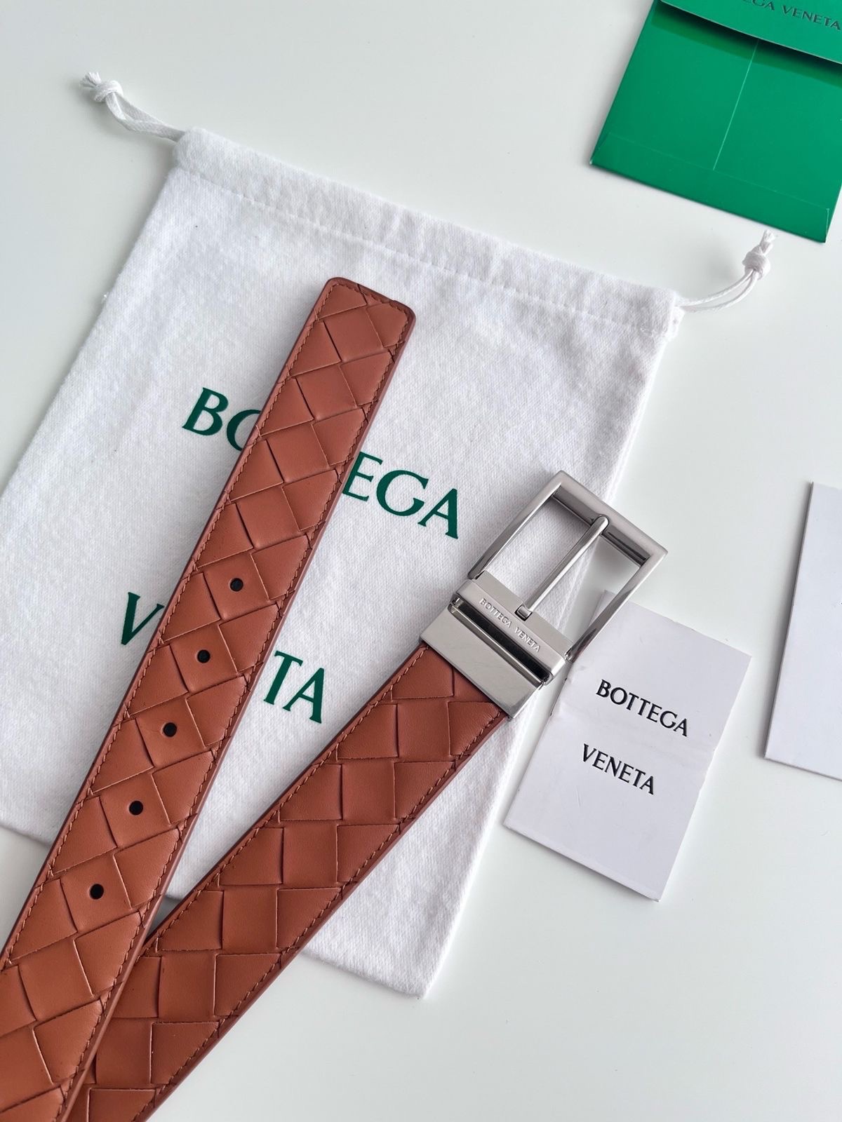 Bottega Veneta Belt Features Signature Black Intrecciato Woven Leather - Image 4