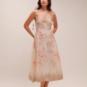 ADI Rosalie Floral Corset Midi Dress