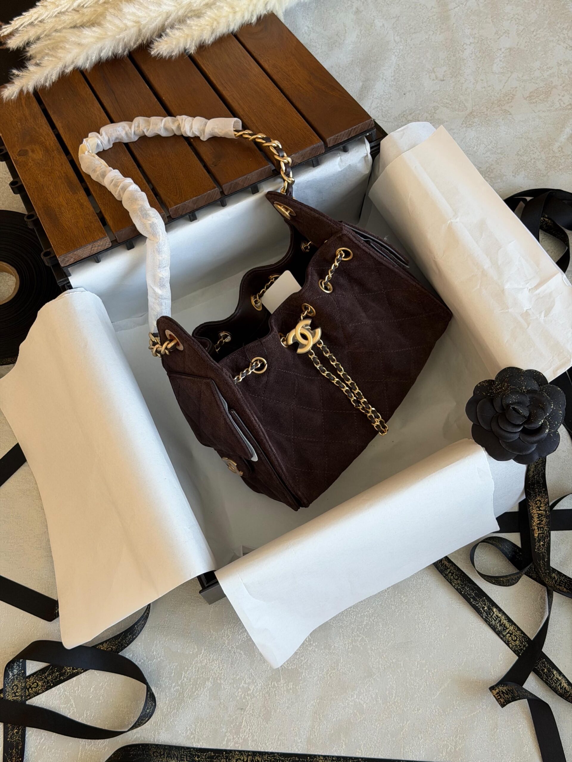 Chanel 25 Mini HandBag Suede Calfskin And Features Gold Metal Hardware - Image 20