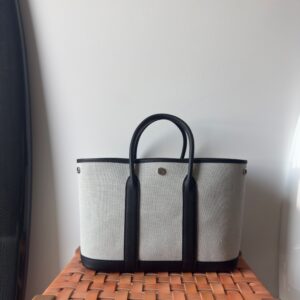 Hermès Neo Garden Party 30 Canvas With Vert Moyen Negonda Leather