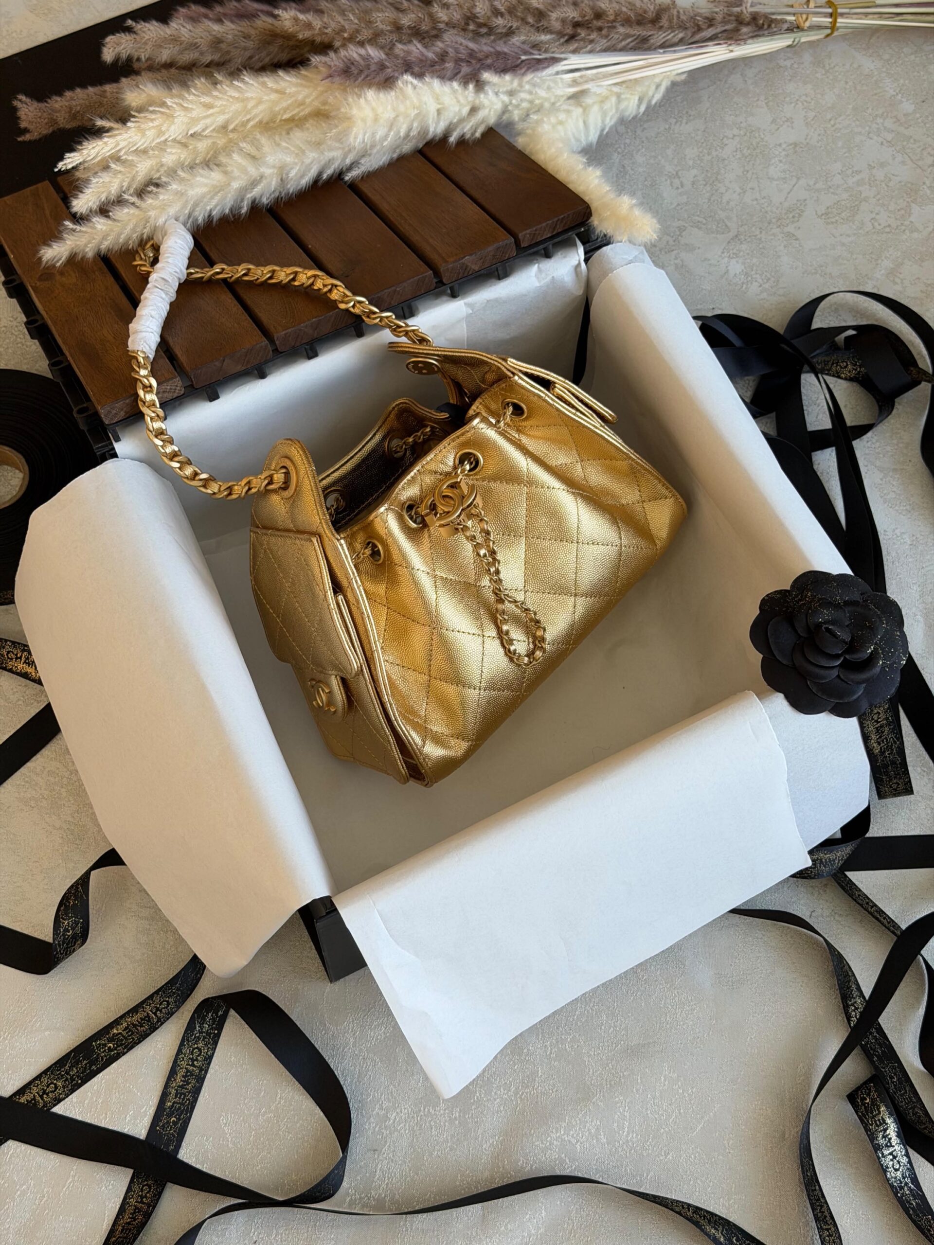 Chanel 25 Mini HandBag Suede Calfskin And Features Gold Metal Hardware - Image 4