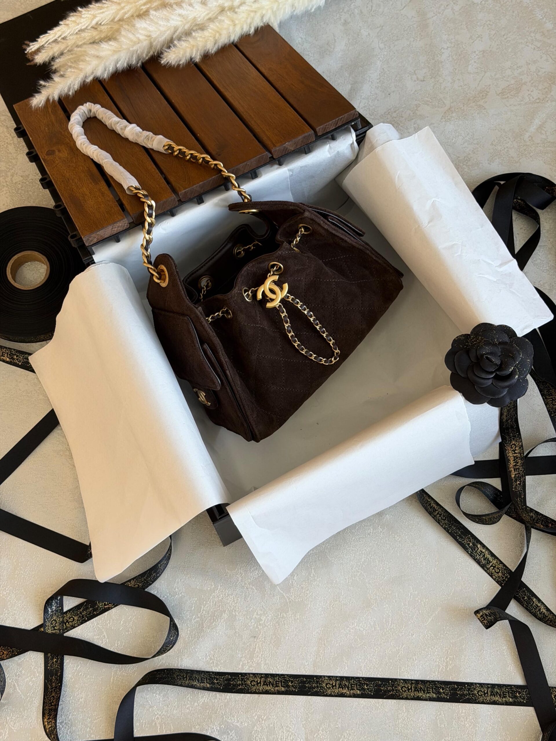 Chanel 25 Mini HandBag Suede Calfskin And Features Gold Metal Hardware - Image 19
