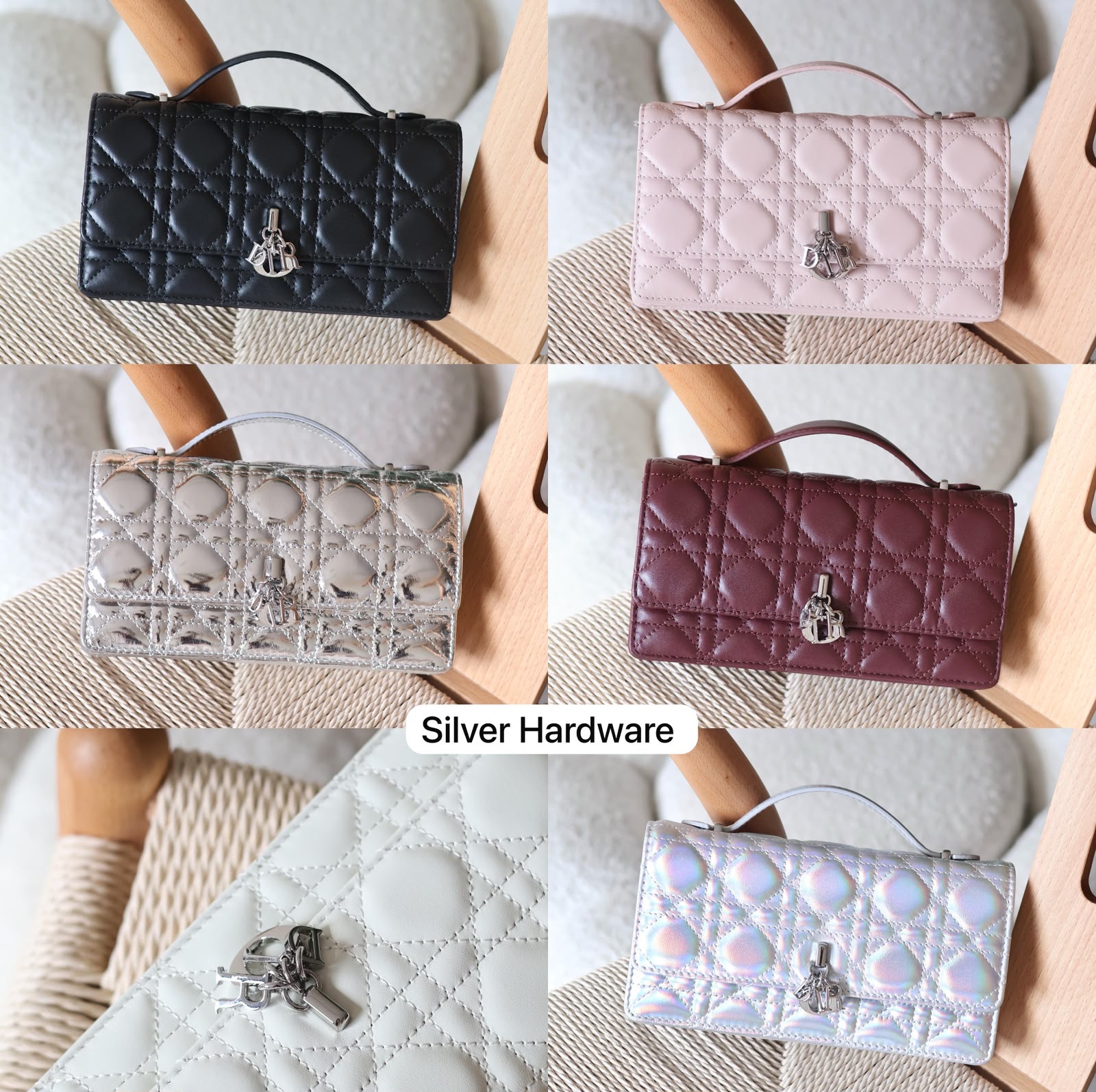 Dior My Dior Mini Bag Cannage Stitching And Silver-Finish D.I.O.R. charms - Image 7