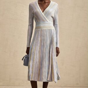 Amélie Vertical-Stripe knitted Midi Dress