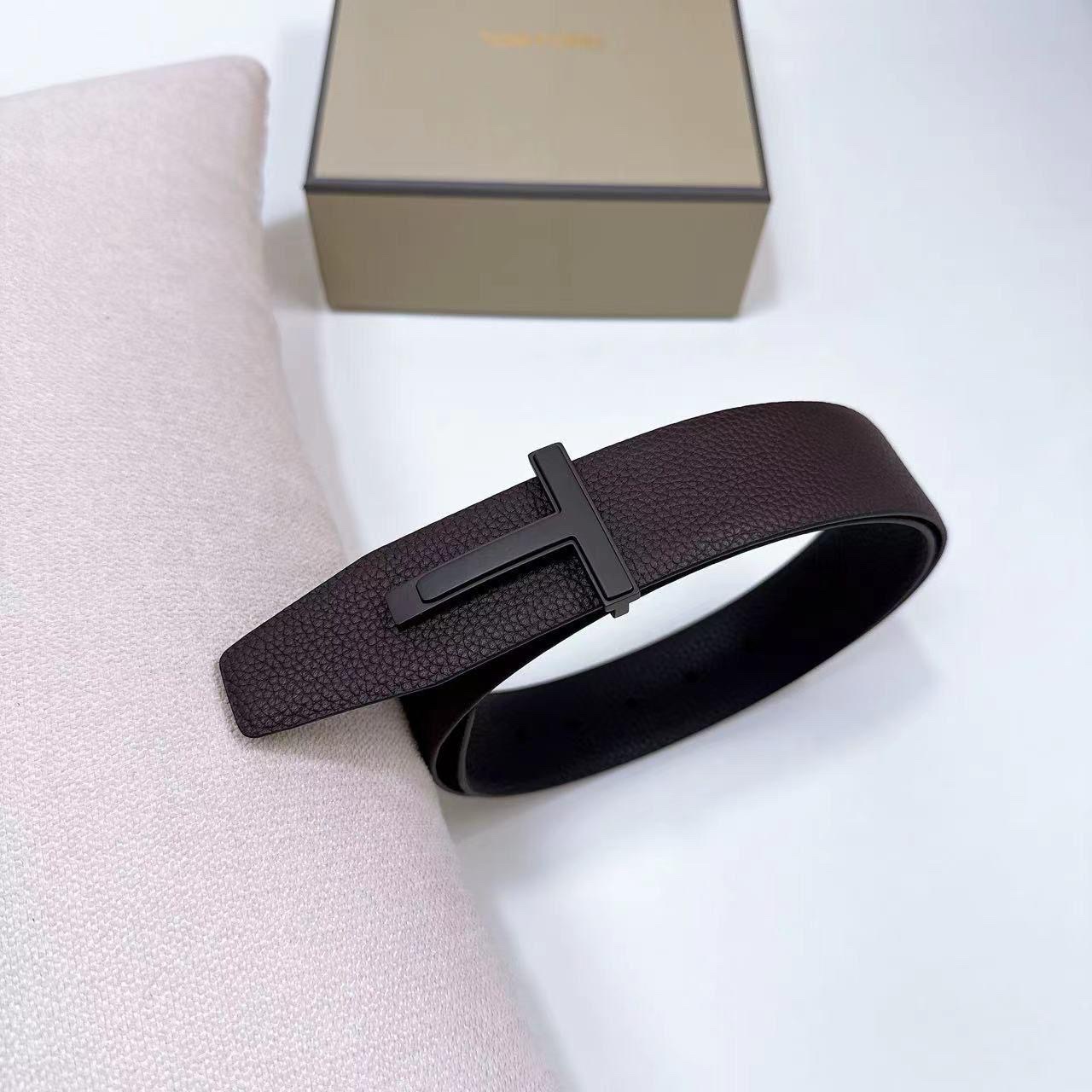 Tom Ford T buckle Reversible Belt Black Grained Leather - Image 3