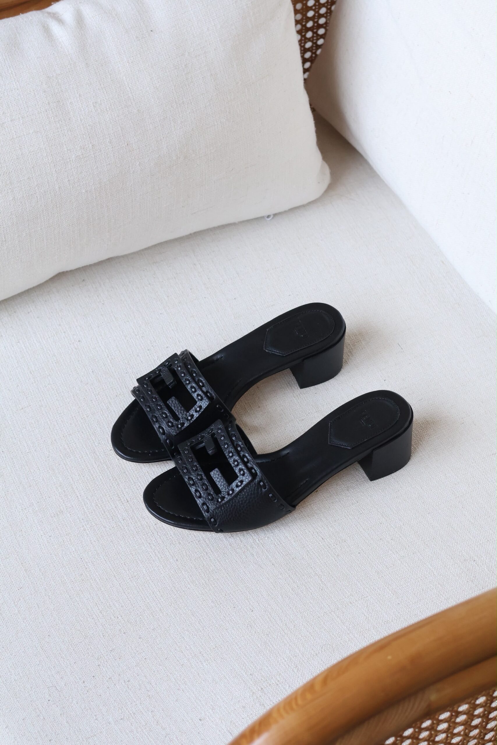 Fendi Baguette Leather Sandals