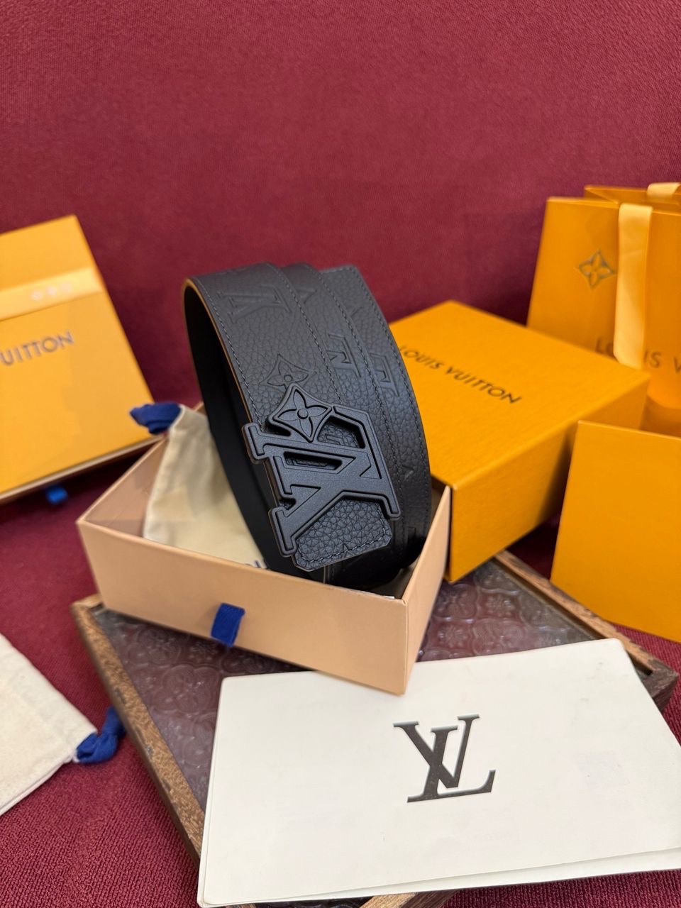 Louis Vuitton LV Initiales Belt Features Embossed Taurillon Leather