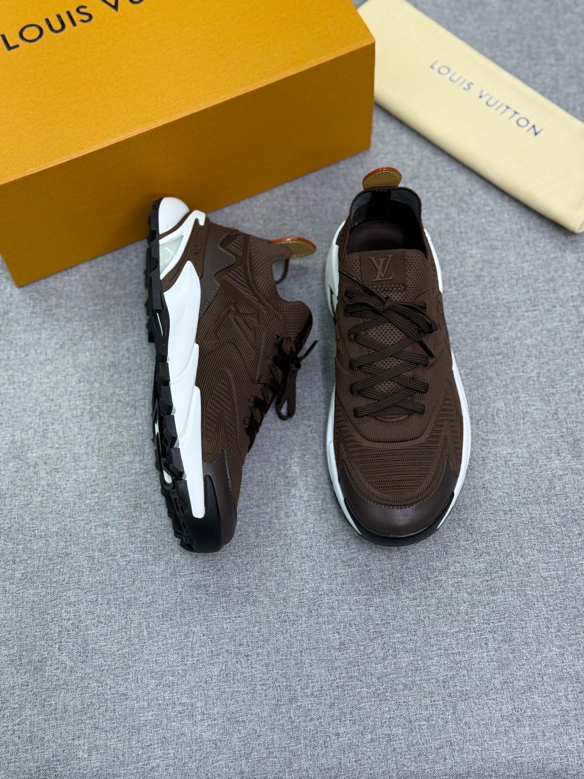Brown Louis Vuitton LV Tatic Knit Sneakers - Image 2