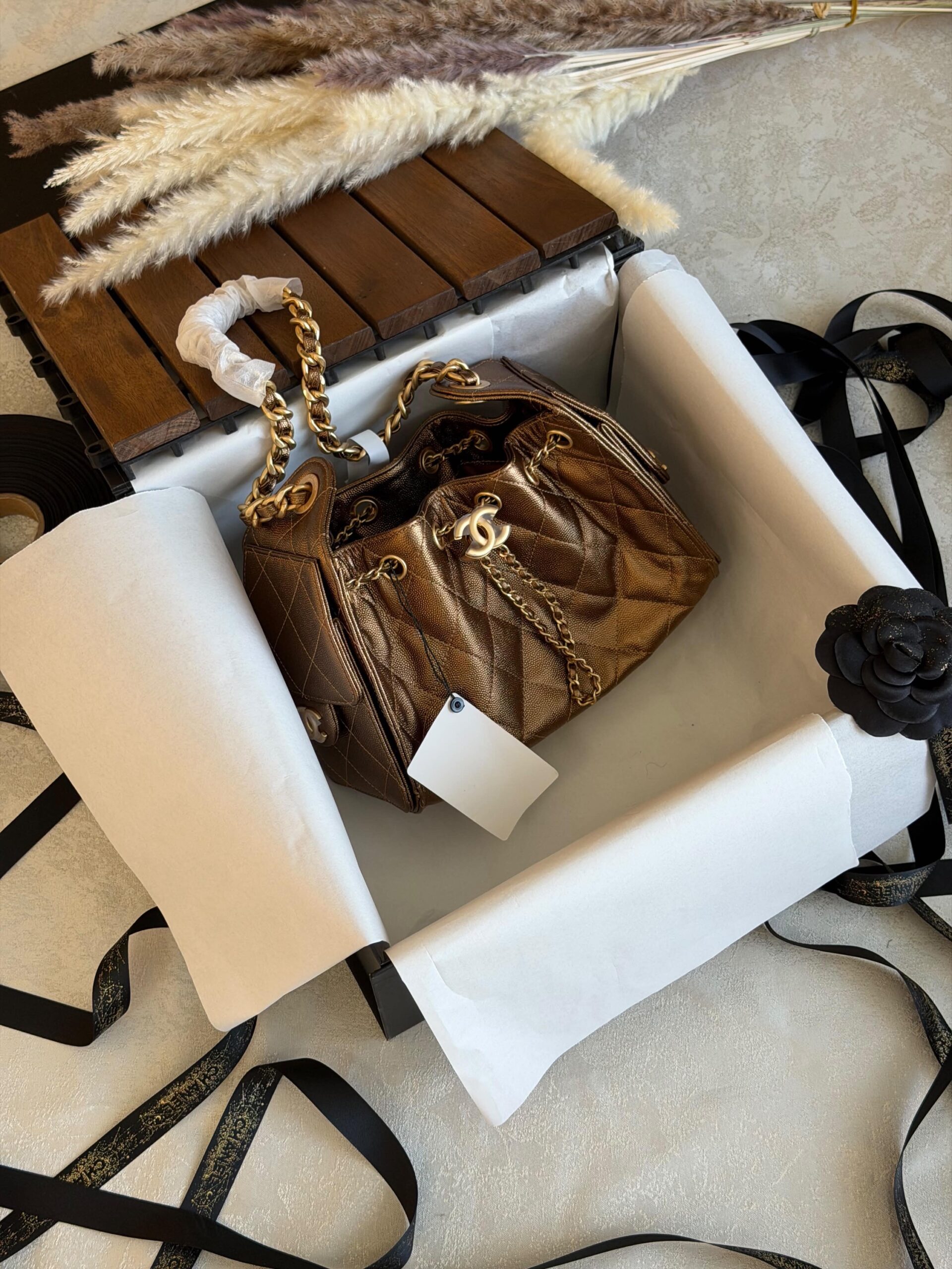 Chanel 25 Mini HandBag Suede Calfskin And Features Gold Metal Hardware - Image 3