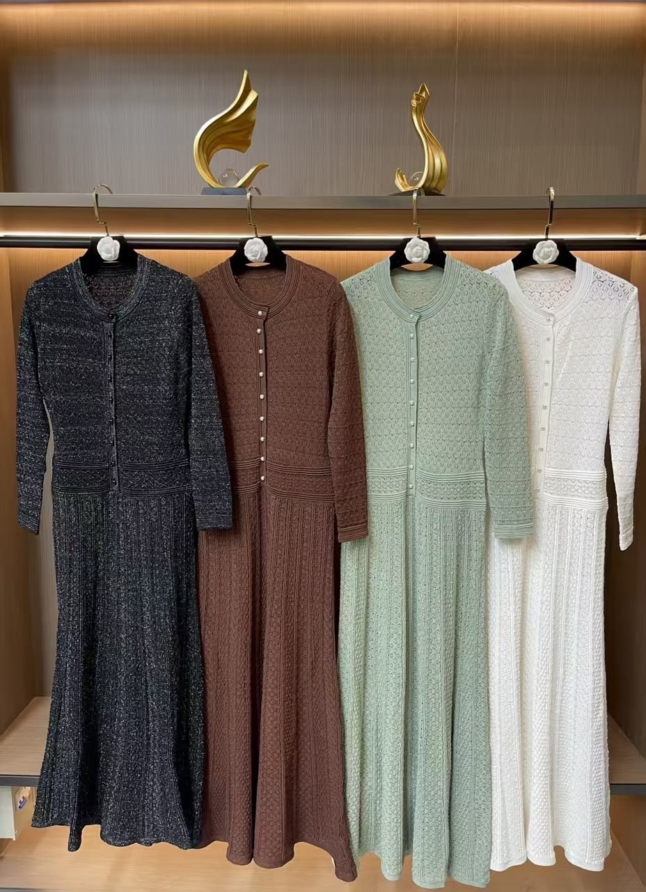 Sandro Ramia Pointelle Knit Midi Dresses