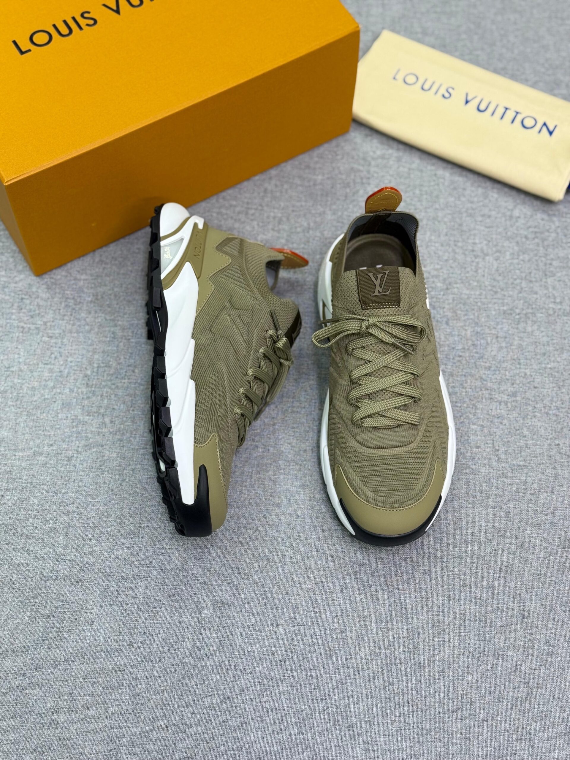 Brown Louis Vuitton LV Tatic Knit Sneakers - Image 10