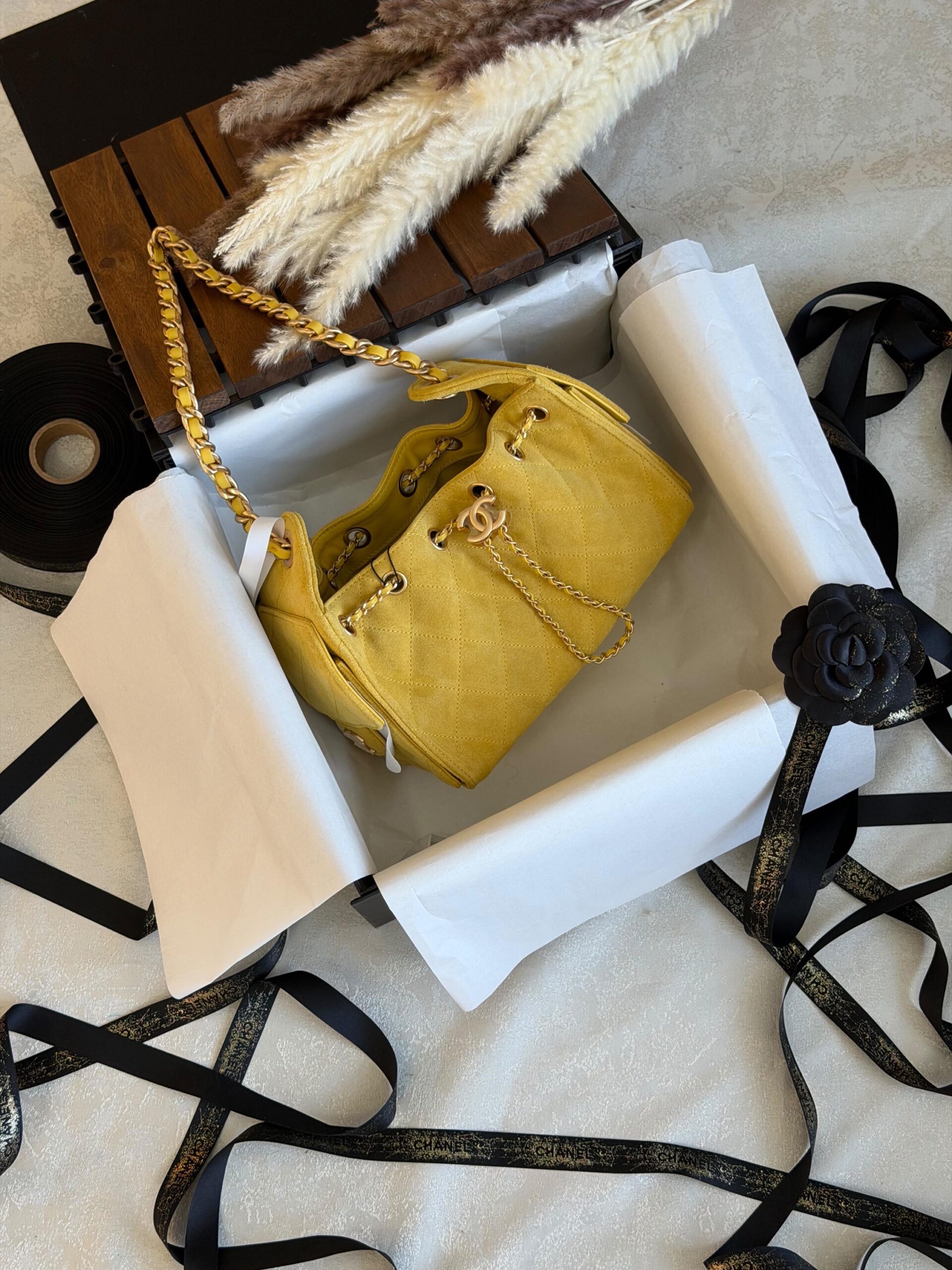 Chanel 25 Mini HandBag Suede Calfskin And Features Gold Metal Hardware - Image 11