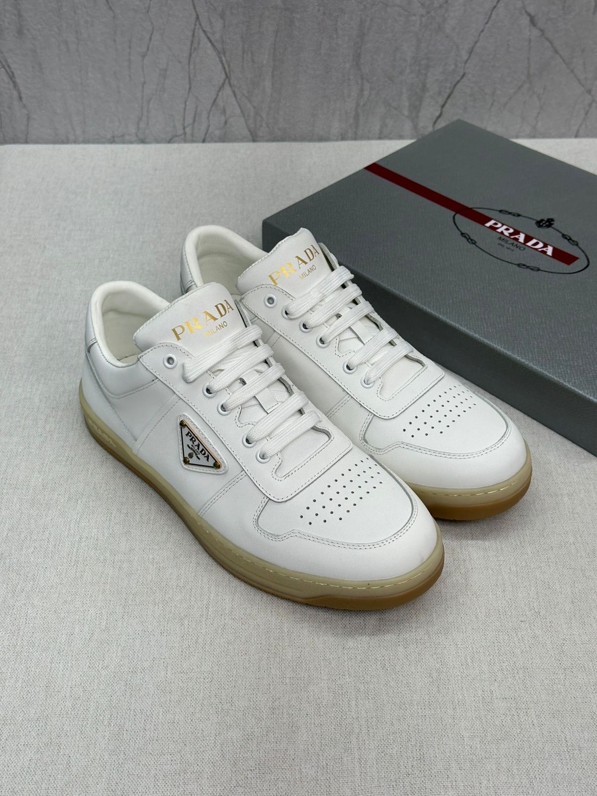 Prada Downtown Nappa Leather Sneakers - Image 4