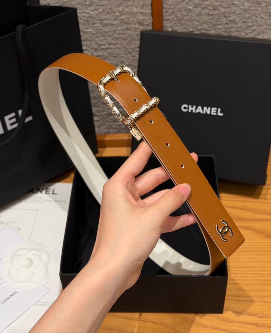 Chanel Garnet Leather Belt - Image 6