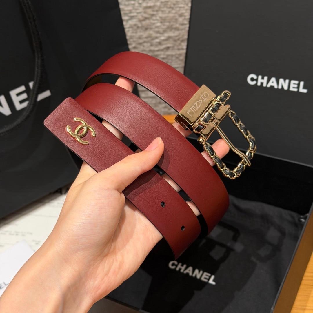 Chanel Garnet Leather Belt