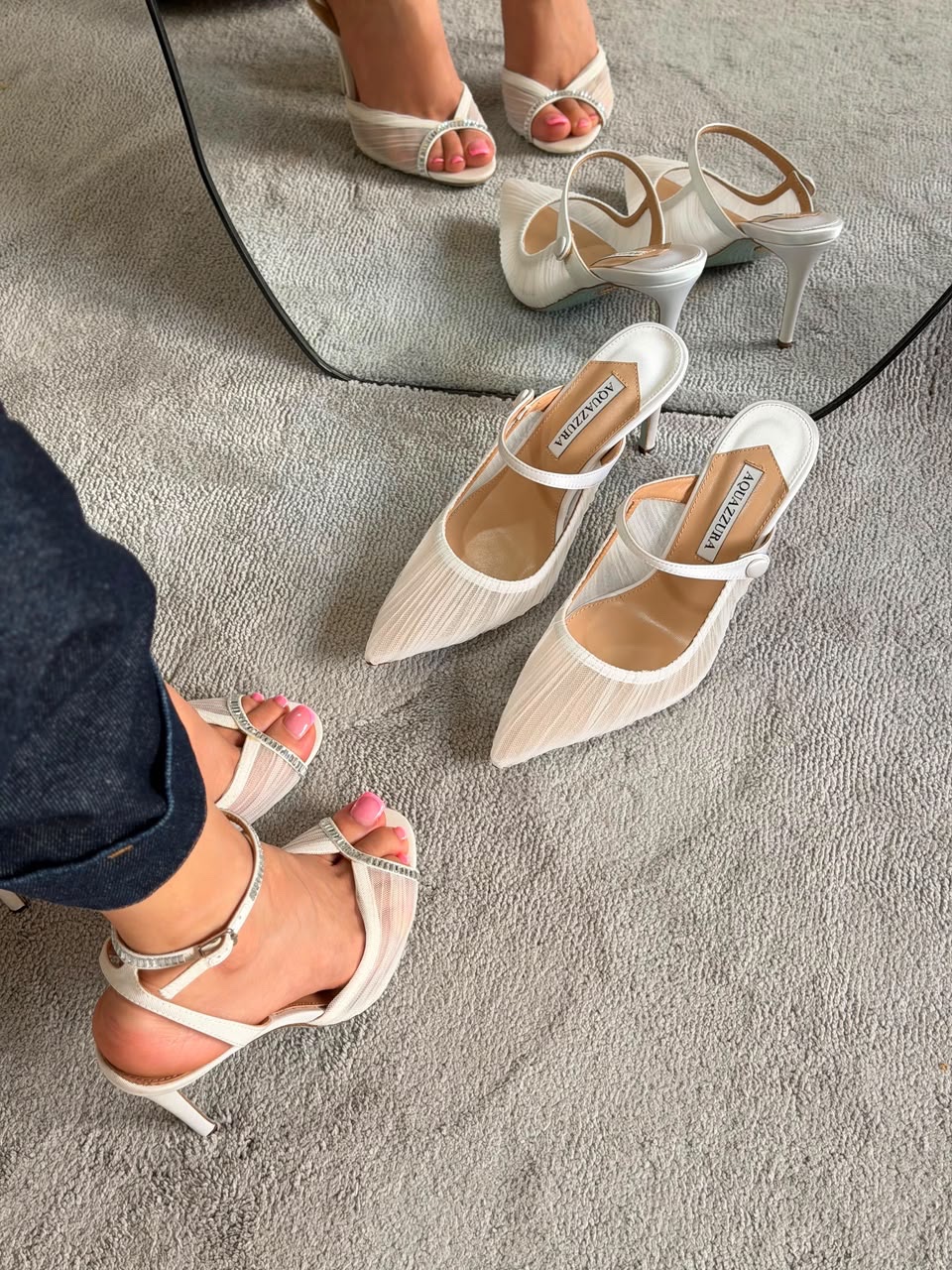 Aquazzura Voile 75 mules And Aquazzura Be Mine Sandals