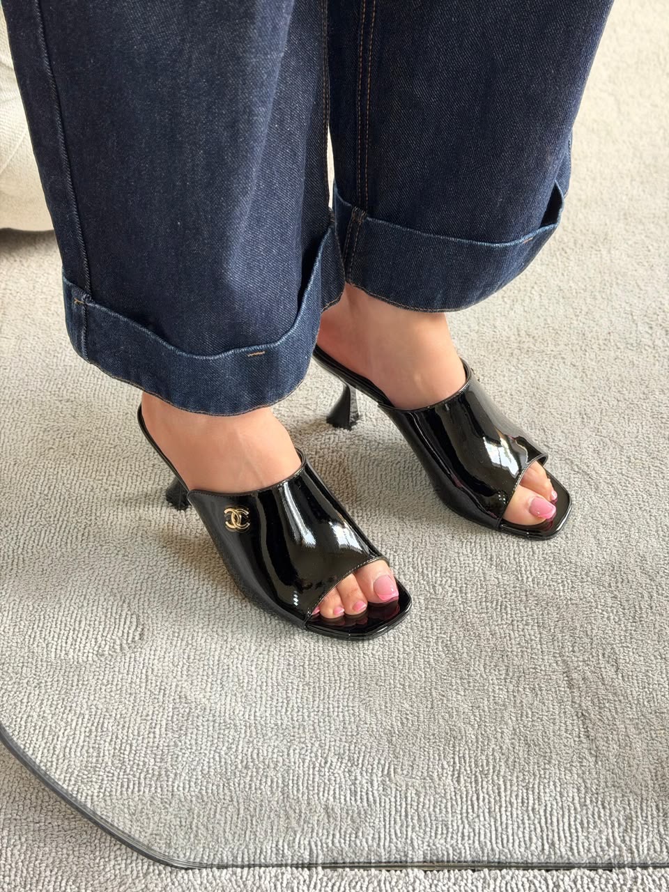 Chanel Patent Leather Mules - Image 4