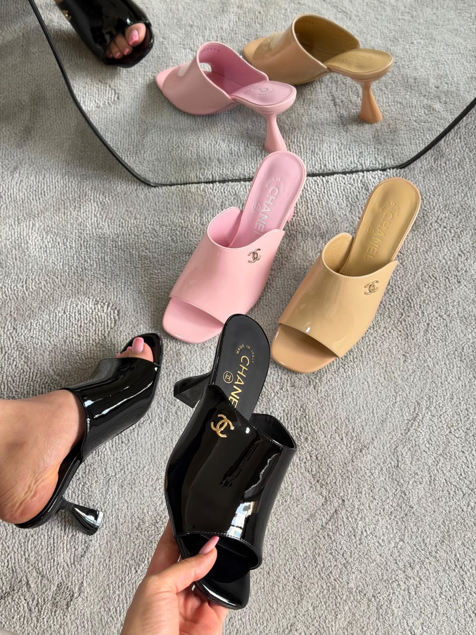 Chanel Patent Leather Mules - Image 7