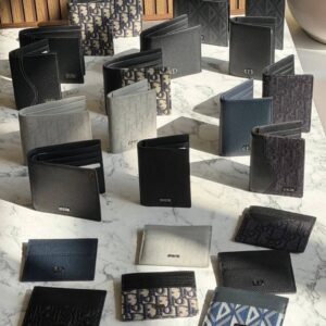 Dior wallets, including the Saddle Wallet with Coin Pocket