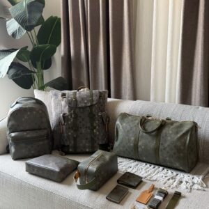 Louis Vuitton collection Monogram Surplus Showcasing a Travel Set Including Backpacks Duffle Bag