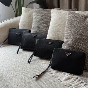 Prada Black Saffiano Leather Pouches