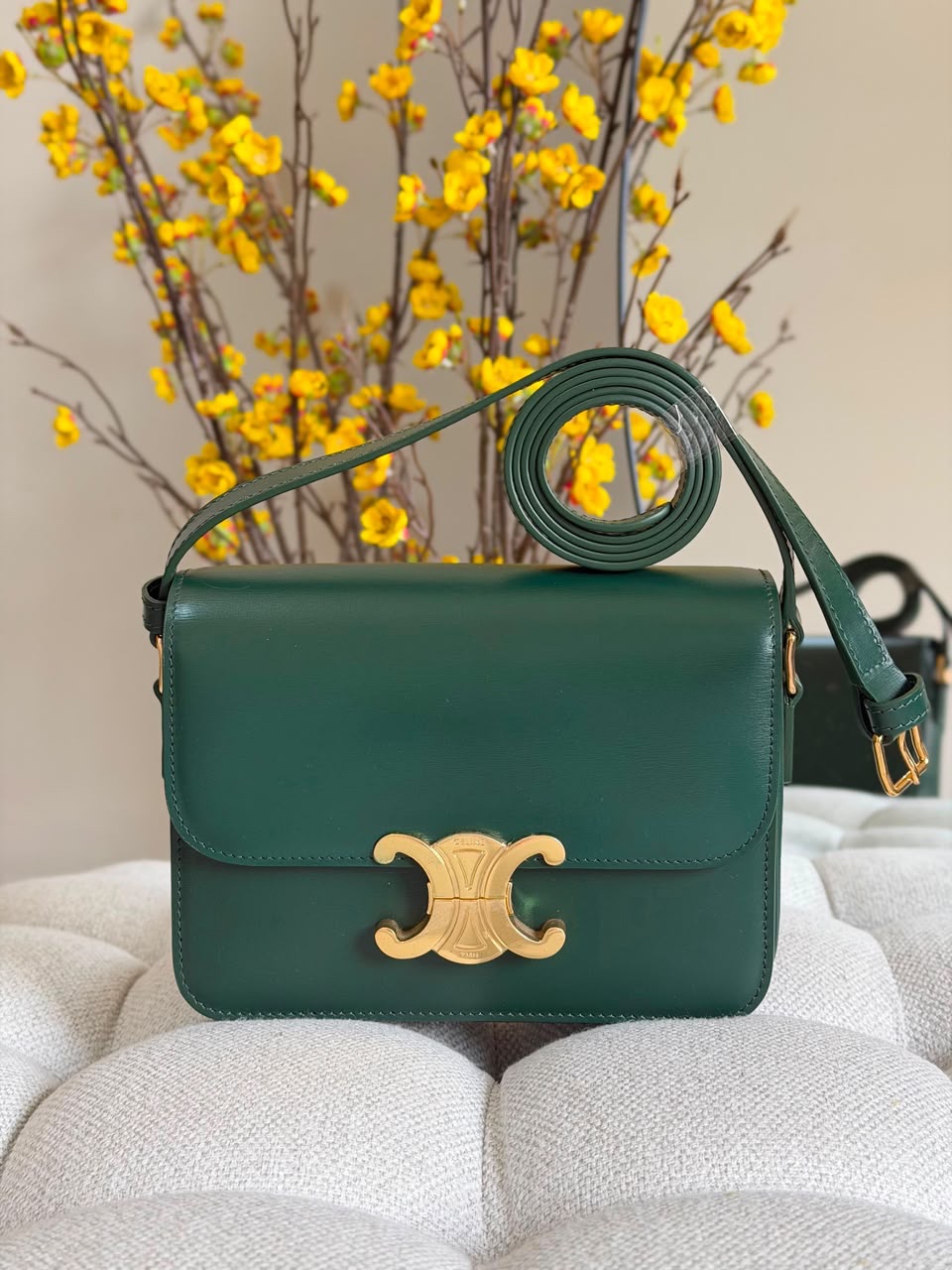 Celine Triomphe Bag Shiny Calfskin Leather