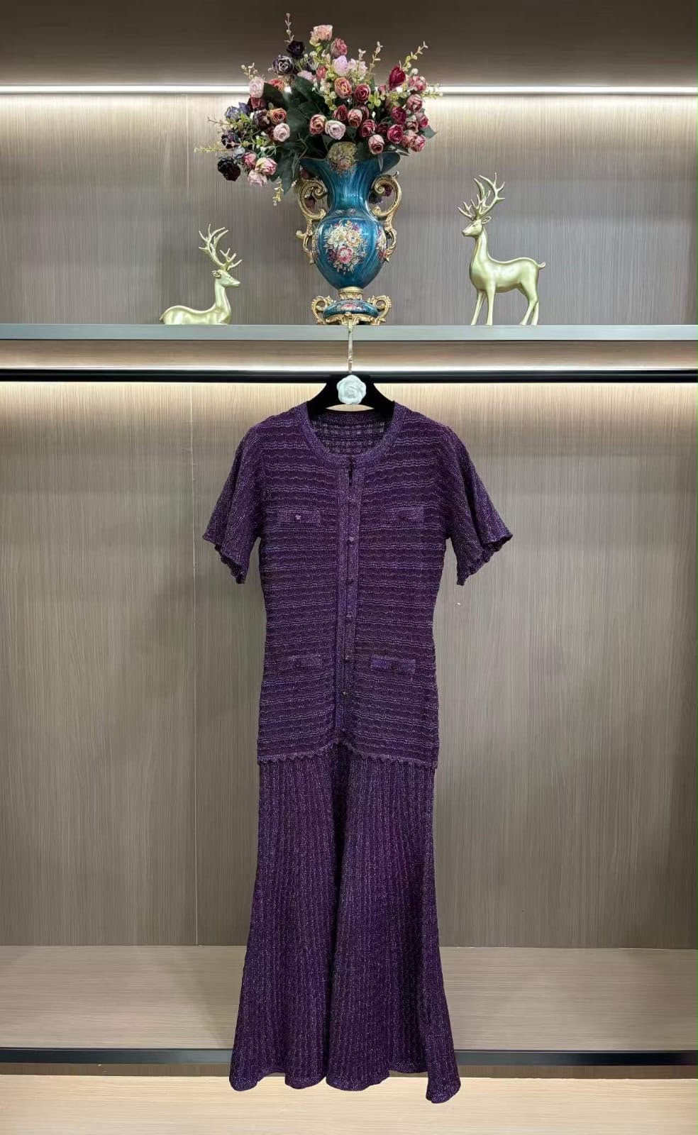 Sandro Rhinestone-Embellished Purple knit Dress