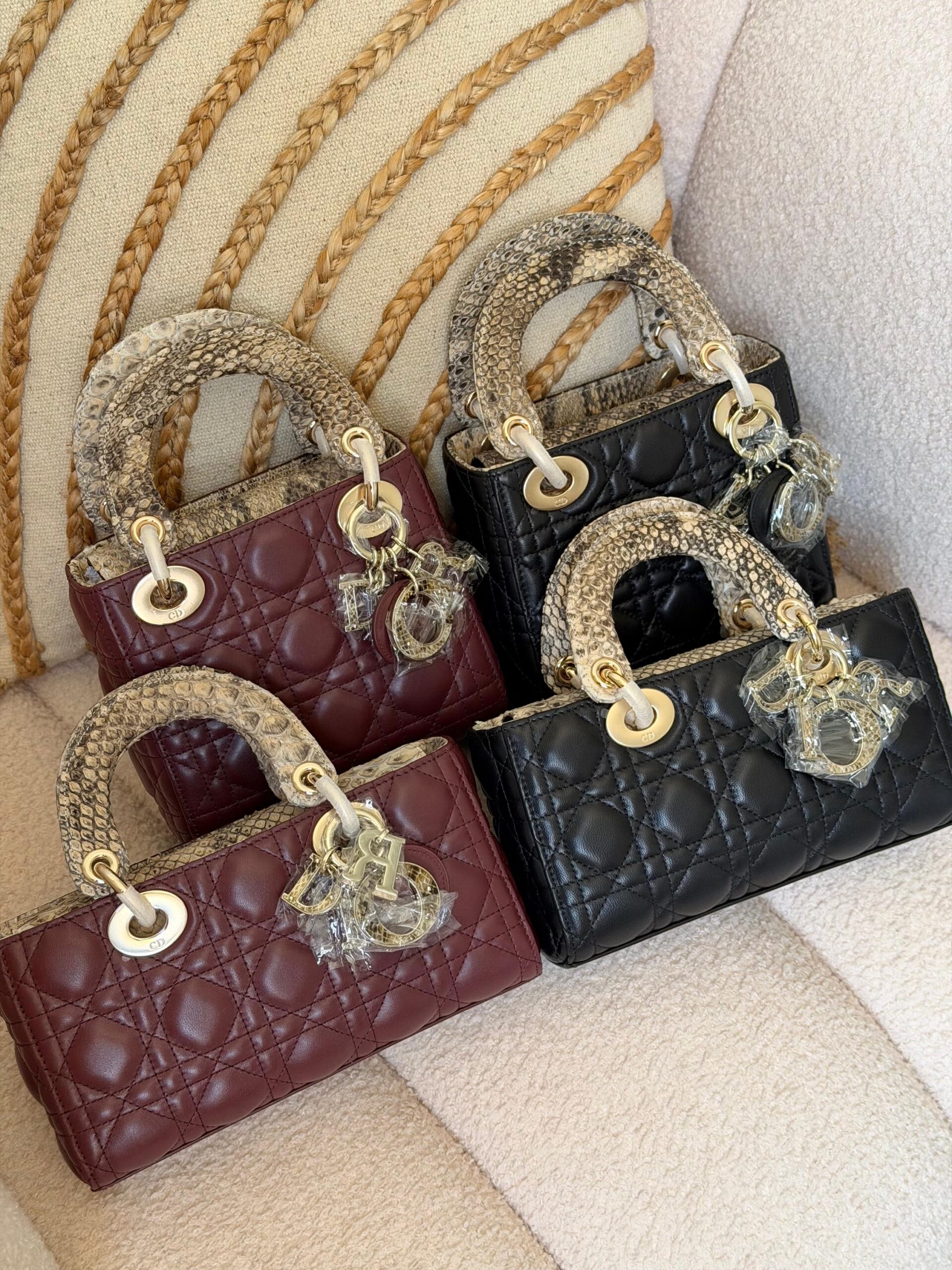 Christian Dior Small Lady Dior Bag Handles Snake 17Cm,22Cm