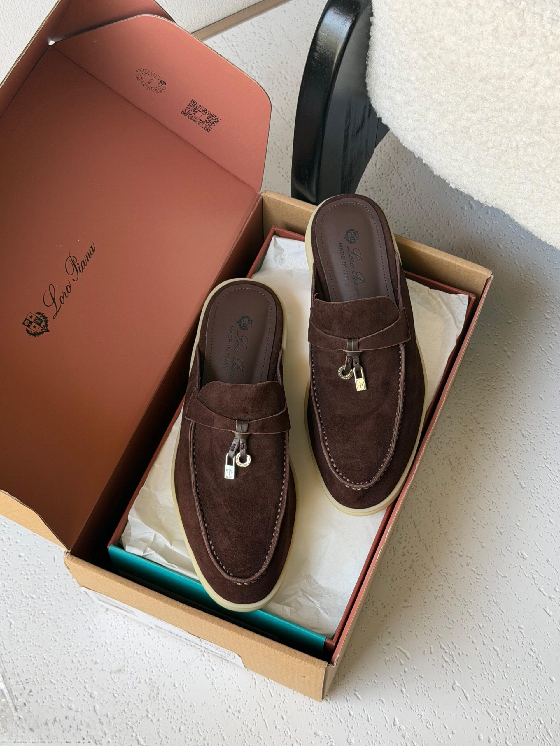 Loro Piana Black Babouche Charms Walk Mules - Image 14