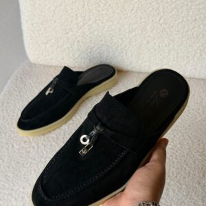 Loro Piana Black Babouche Charms Walk Mules