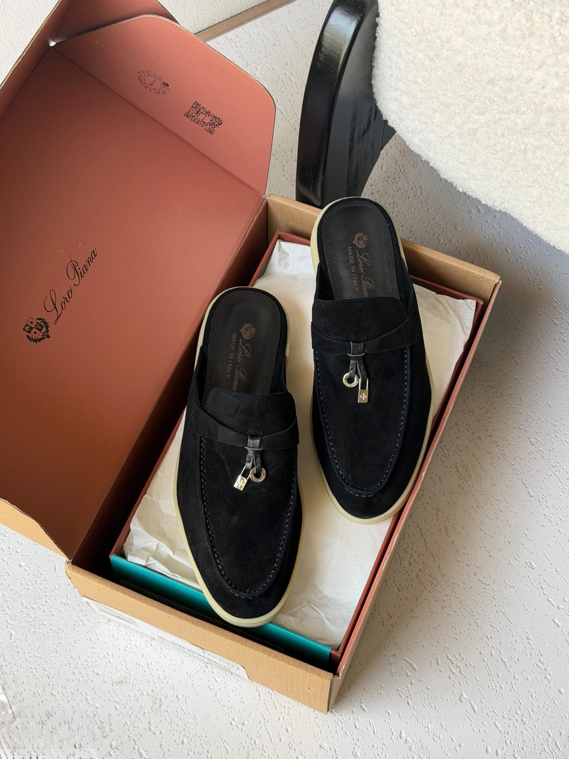 Loro Piana Black Babouche Charms Walk Mules - Image 2