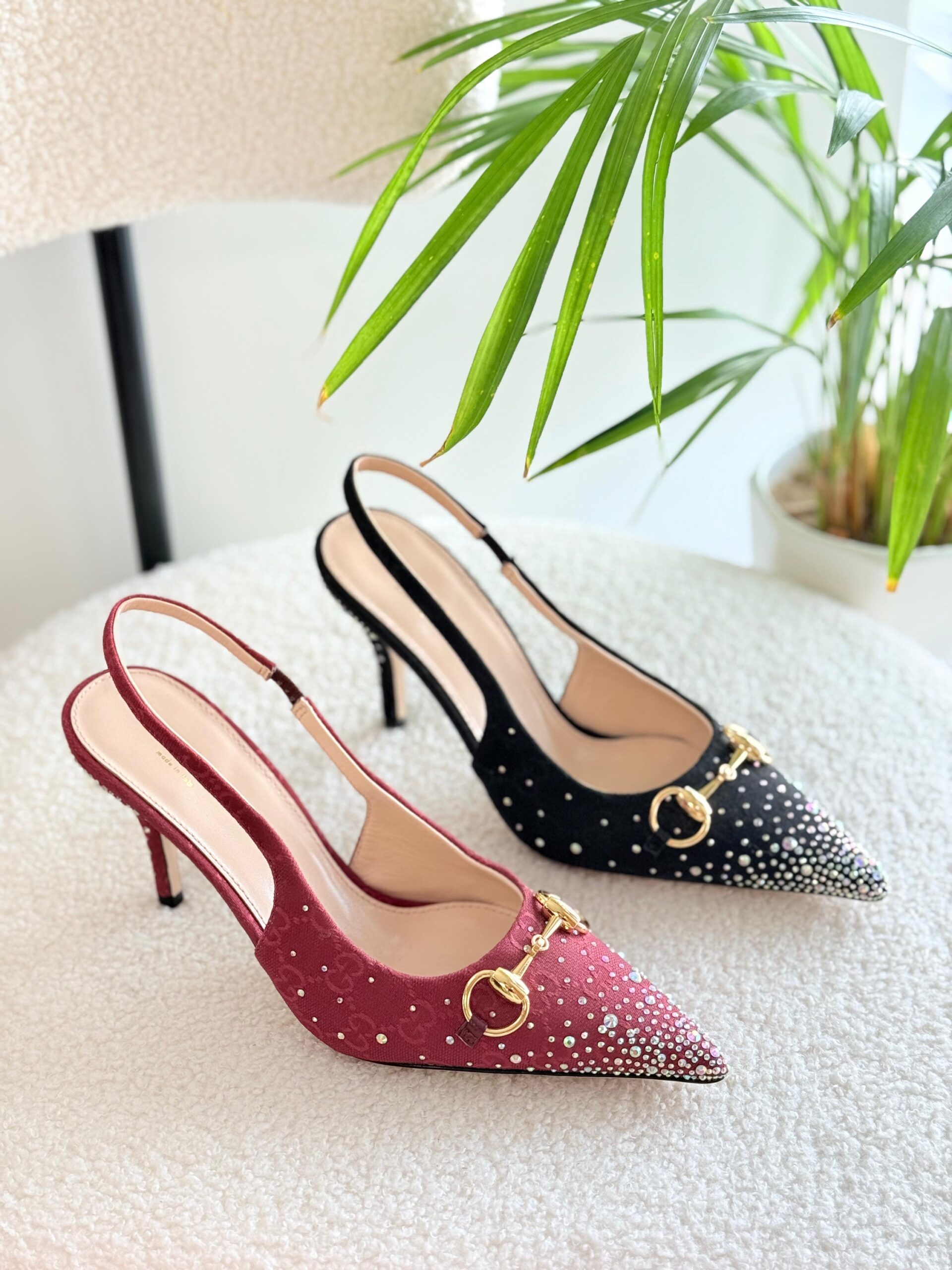 Gucci Slingback Heels Featuring Crystal Embellishments - Image 5