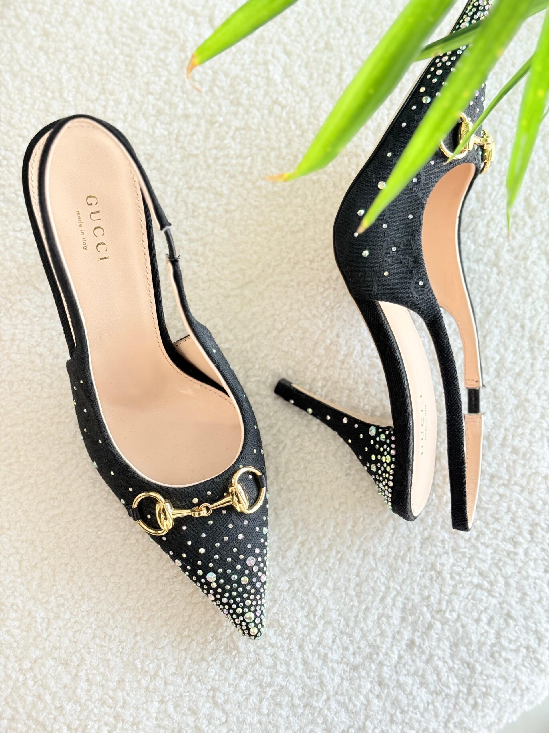 Gucci Slingback Heels Featuring Crystal Embellishments - Image 2